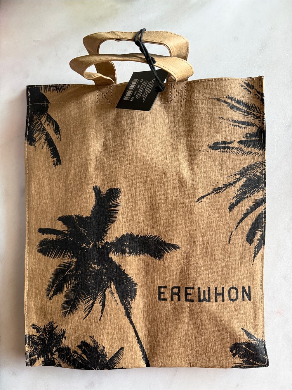 Erewhon Reusable Tote with Black Palm Print